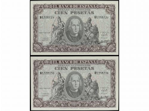 ESTADO ESPAÑOL. Lote 2 billetes 100 Pesetas. 9 Enero 1940. C