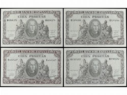 ESTADO ESPAÑOL. Lote 4 billetes 100 Pesetas. 9 Enero 1940. C
