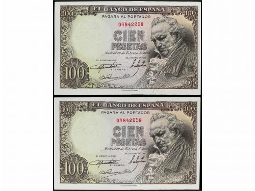 ESTADO ESPAÑOL. Lote 2 billetes 100 Pesetas. 19 Febrero 1946