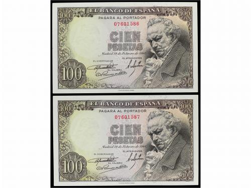 ESTADO ESPAÑOL. Lote 2 billetes 100 Pesetas. 19 Febrero 1946