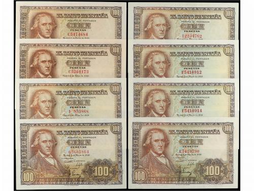 ESTADO ESPAÑOL. Lote 8 billetes 100 Pesetas. 2 Mayo 1948. Ba