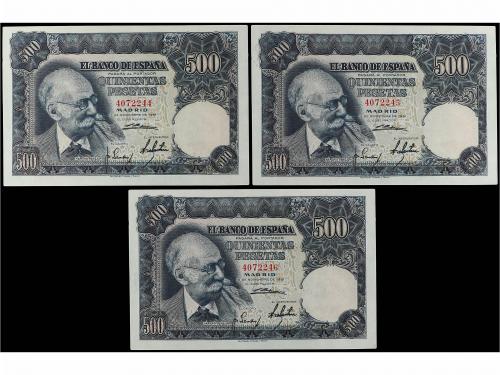 ESTADO ESPAÑOL. Lote 3 billetes 500 Pesetas. 15 Noviembre 19