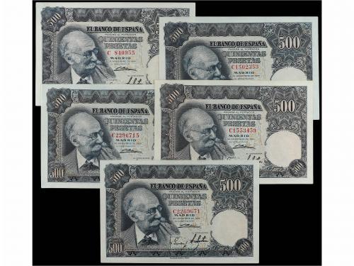 ESTADO ESPAÑOL. Lote 5 billetes 500 Pesetas. 15 Noviembre 19