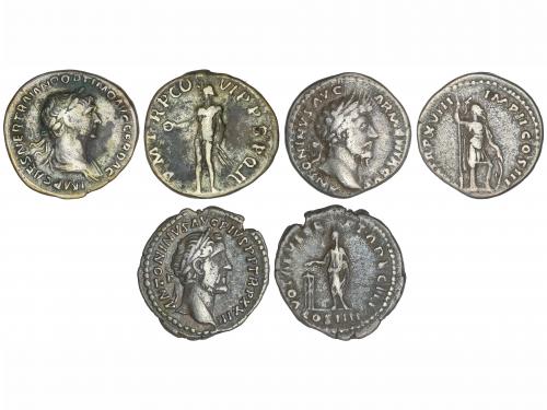 IMPERIO ROMANO. Lote 3 monedas Denario. TRAJANO, ANTONINO PÍ