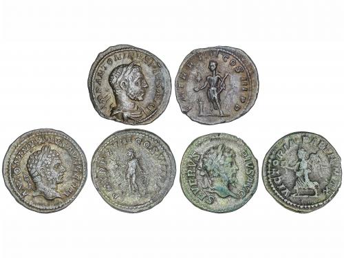 IMPERIO ROMANO. Lote 3 monedas Denario. SEPTIMIO SEVERO, CAR