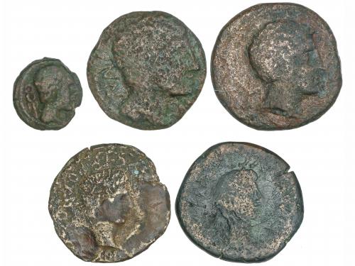 MONEDAS HISPÁNICAS. Lote 5 monedas Cuadrante y As (4). CESE 