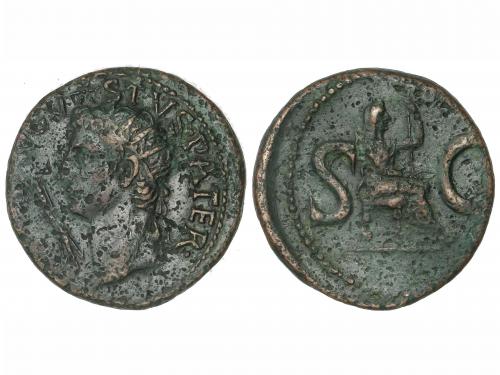 IMPERIO ROMANO. Dupondio. Acuñada el 14-15 d.C. AUGUSTO. Anv