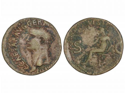 IMPERIO ROMANO. As. Acuñada el 37 d.C. CALÍGULA. Anv.: C. CA