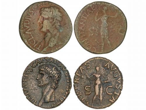 IMPERIO ROMANO. Lote 2 monedas As. Acuñadas el 41 d.C. CLAUD