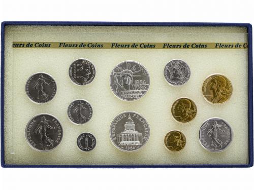 FRANCIA. Lote 2 Series 12 monedas 1 Céntimo a 100 Francos (2