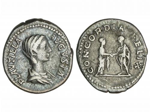 IMPERIO ROMANO. Denario. Acuñada el 202-212 d.C. PLAUTILLA. 