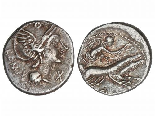 REPÚBLICA ROMANA. Denario. 109-108 a.C. FLAMINIA-1. Lucius F