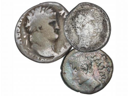 IMPERIO ROMANO. Lote 3 monedas 2 Quinario y 1 Denario. AUGUS