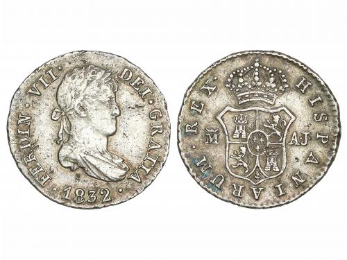 FERNANDO VII. 1/2 Real. 1832. MADRID. A.J. 1,43 grs. (Golpec