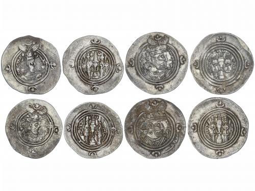 MONEDAS SASÁNIDAS. Lote 4 monedas Dracma. AR. Todas tipo Dra