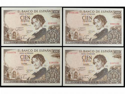 ESTADO ESPAÑOL. Lote 4 billetes 100 Pesetas. 19 Noviembre 19