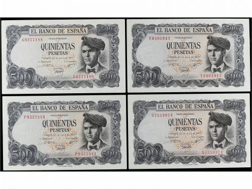 ESTADO ESPAÑOL. Lote 4 billetes 500 Pesetas. 23 Julio 1971. 