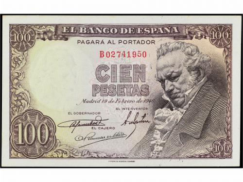ESTADO ESPAÑOL. 100 Pesetas. 19 Febrero 1946. Goya. Serie B.