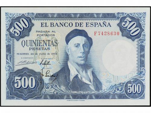 ESTADO ESPAÑOL. 500 Pesetas. 22 Julio 1954. Zuloaga. Serie F