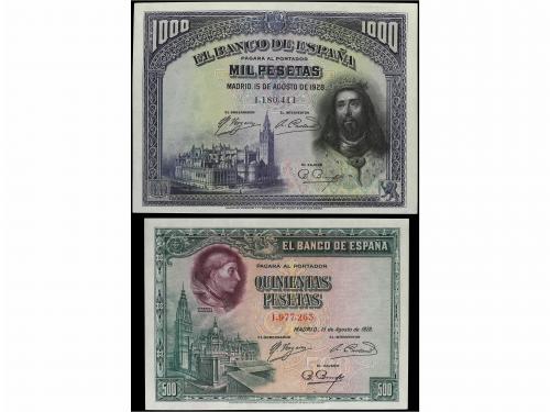 GUERRA CIVIL, ZONA REPUBLICANA. Lote 2 billetes 500 y 1.000 