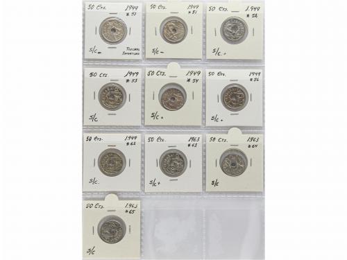 ESTADO ESPAÑOL. Lote 10 monedas 50 Céntimos. 1949 y 1963. (*