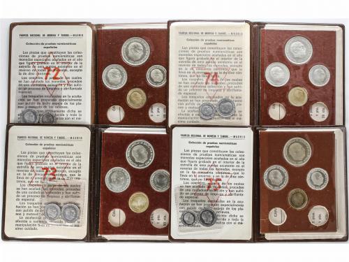 ESTADO ESPAÑOL. Lote 4 series 6 monedas 10 Céntimos a 50 Pes