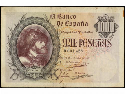 ESTADO ESPAÑOL. 1.000 Pesetas. 21 Octubre 1940. Carlos I. Nu