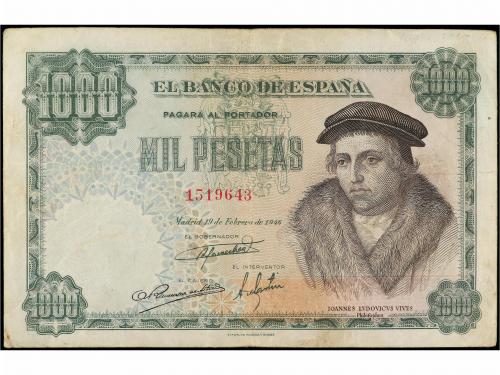 ESTADO ESPAÑOL. 1.000 Pesetas. 19 Febrero 1946. Luis Vives. 