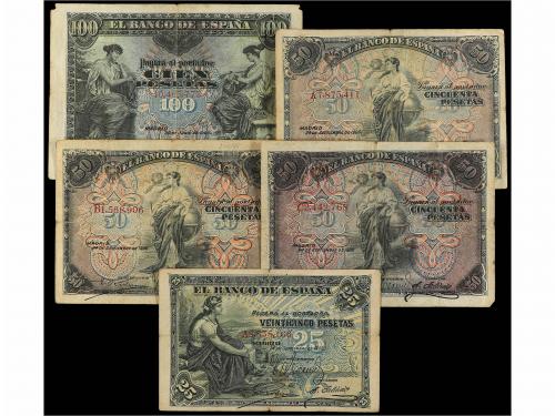 BANCO DE ESPAÑA. Lote 5 billetes 25, 50 (3) y 100 Pesetas. 3