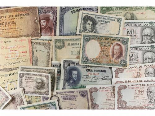 BILLETES ESPAÑOLES. Lote 34 billetes 1 a 1.000 Pesetas. 1925