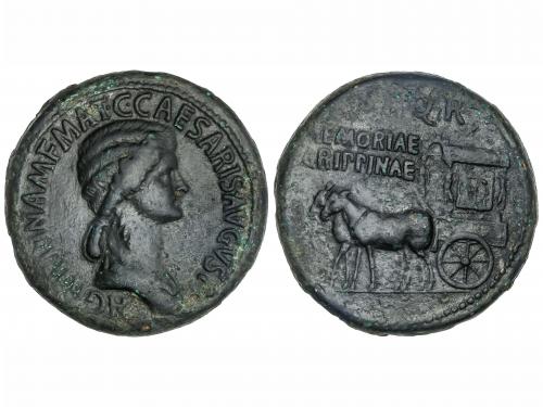 IMPERIO ROMANO. Sestercio. Acuñada el 37-41 d.C. AGRIPINA MA