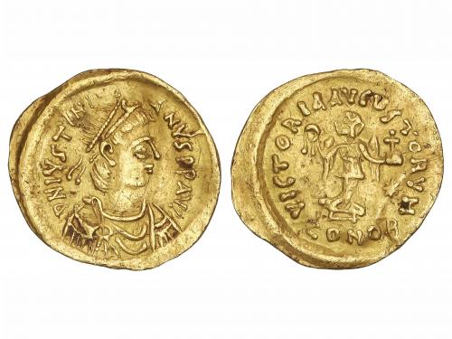 MONEDAS BIZANTINAS. Tremissis. JUSTINIANO I. CONSTANTINOPLA.