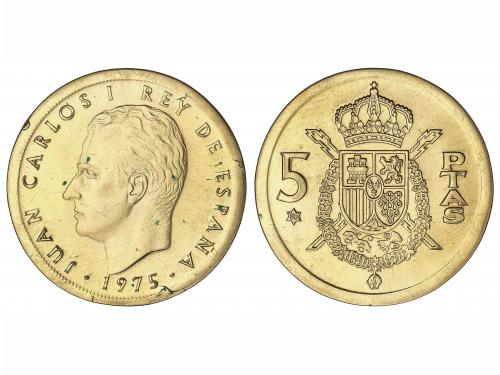 JUAN CARLOS I. 5 Pesetas. 1975 (*80). 8,23 grs. AU. ERROR: A