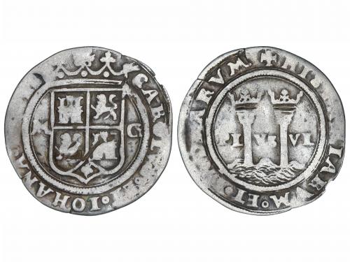 JUANA Y CARLOS. 1 Real. S/F. MÉXICO. Anv.: M- Escudo- G. 2,9