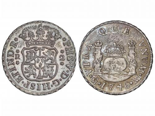 FELIPE V. 2 Reales. 1746. MÉXICO. M. 6,77 grs. Columnario. R