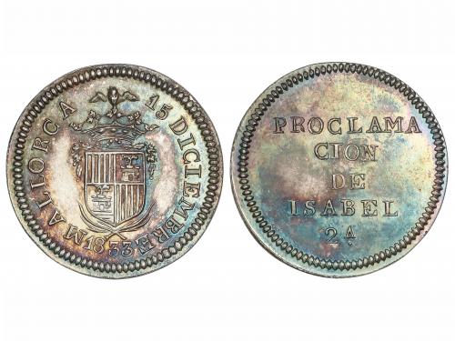 ISABEL II. Medalla Proclamación. 15 Diciembre 1833. PALMA DE