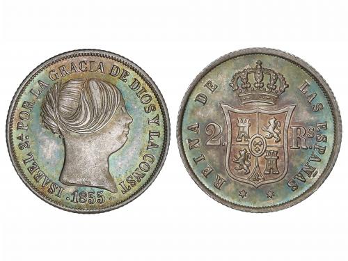 ISABEL II. 2 Reales. 1855. MADRID. 2,55 grs. Bella pátina ir