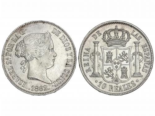ISABEL II. 10 Reales. 1862. MADRID. 13,06 grs. (Ligeros golp