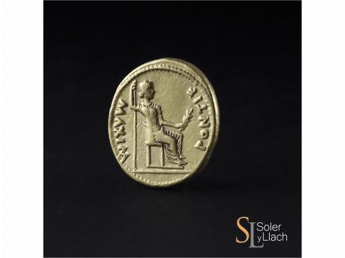 IMPERIO ROMANO. Áureo. Acuñada el 14-17 d.C. TIBERIO. Anv.: 