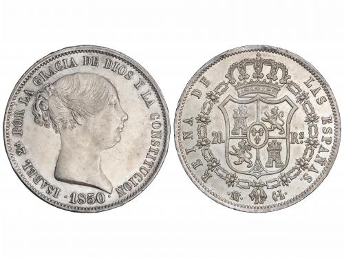 ISABEL II. 20 Reales. 1850. MADRID. C.L. 26,1 grs. (Leves ra