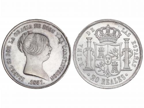 ISABEL II. 20 Reales. 1851. MADRID. 25,94 grs. Pátina en anv