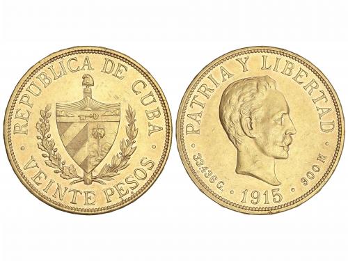 CUBA. 20 Pesos. 1915. 33,43 grs. AU. José Martí. (Pequeños g