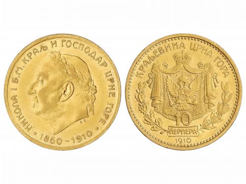 MONTENEGRO. 10 Perpera. 1910. 3,37 grs. AU. 50 Aniversario r