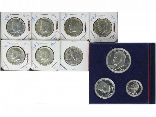 ESTADOS UNIDOS. Lote 10 monedas 1/4 a 1 Dólar. AR/400. 1/4, 