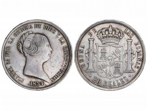 ISABEL II. 20 Reales. 1854. MADRID. 25,78 grs. (Pequeños gol