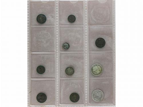 ISABEL II. Lote 60 monedas 2 Maravedis a 1 Escudo. 1845 a 18