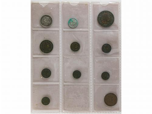 ISABEL II. Lote 60 monedas 2 Maravedis a 1 Escudo. 1845 a 18