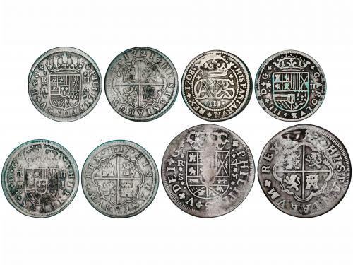 FELIPE V. Lote 4 monedas 2 (3) y 4 Reales. 1708 a 1721. BARC