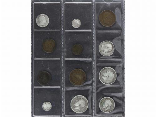 GRAN BRETAÑA. Lote 163 monedas Farthing a 5 Chelines. 1757 a