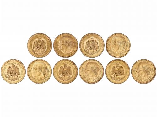 MÉXICO. Lote 5 monedas 2-1/2 Pesos. 1945. AU. Miguel Hidalgo